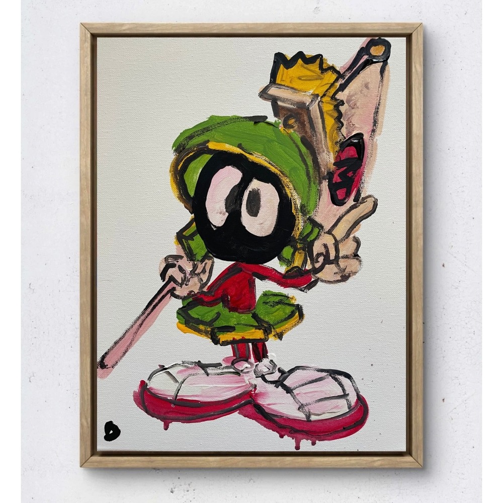 OMAN Marvin The Martian Original Painting 11x14 Canvas Pop Art Neo-Expressionism